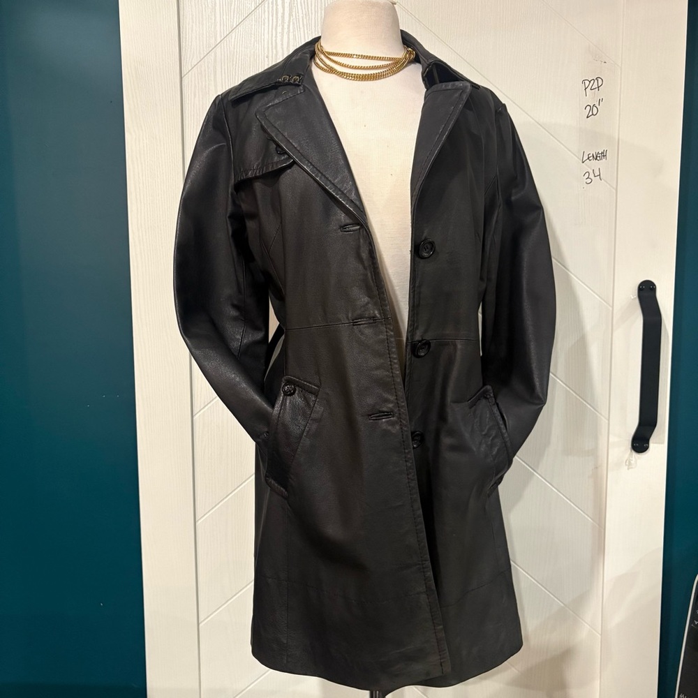 Y2K Vintage 90/00 Le Chateau Leather Trench/‎ Matrix/ Goth/ Grunge/ Moto/